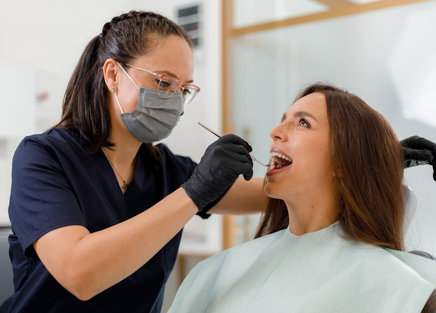 Family at the dentist for routine checkups